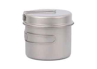 China 1600ml 500ml Titanium Camping Cookware Picnic Cooking Pot With Folded Long Handle supplier