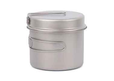 1600ml 500ml Titanium Camping Cookware Picnic Cooking Pot With Folded Long Handle