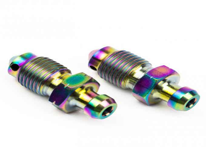 Race Motorcycle CNC Titanium Parts Alloy Rainbow Bleed Nipple Screws M10 X 1.0