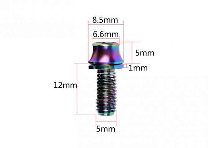 TC4 Titanium Metric Bolts Hex Head W / Washer MTB Ti Bolts For Mountain Bikes