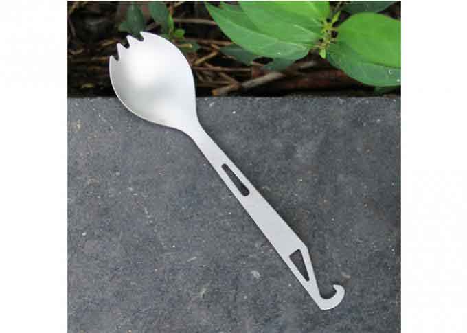 Silver Portable Titanium Fork Spoon Light Weight For Outdoor Hiking Cutlery