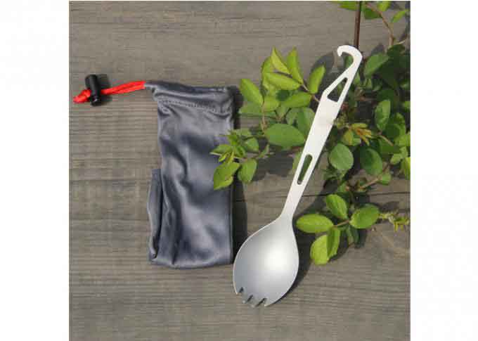 Silver Portable Titanium Fork Spoon Light Weight For Outdoor Hiking Cutlery