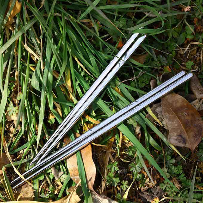 Custom Logo Solid Titanium Chopsticks Square Chopsticks 230mm / 220mm Silver