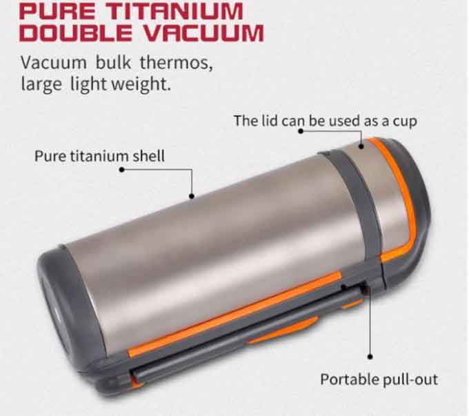 Reusable Titanium Camping Parts Vacuum Titanium Double Wall Bottle Warm Keeping Pot