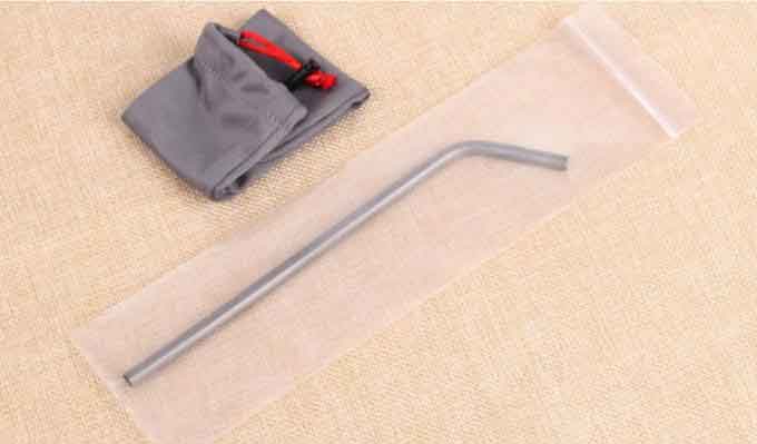 Bent Long Shape Titanium Drinking Straws Durable With Cleaning Brush Lightweight