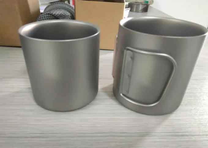 450ml Capacity Double Wall Utdoor Coffee Mugs Pure Titanium Natural Color