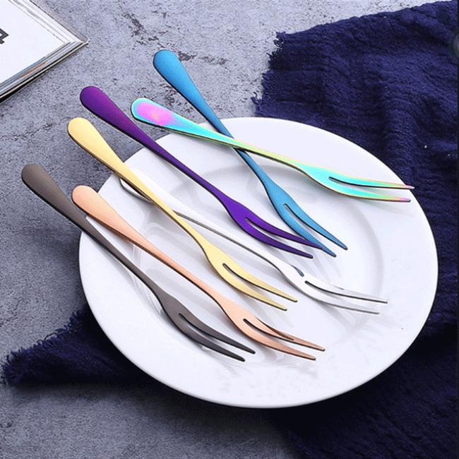 Silver Color Titanium Camping Parts Titanium Outdoor Cookware Fruit Fork With Handle