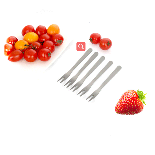 Silver Color Titanium Camping Parts Titanium Outdoor Cookware Fruit Fork With Handle