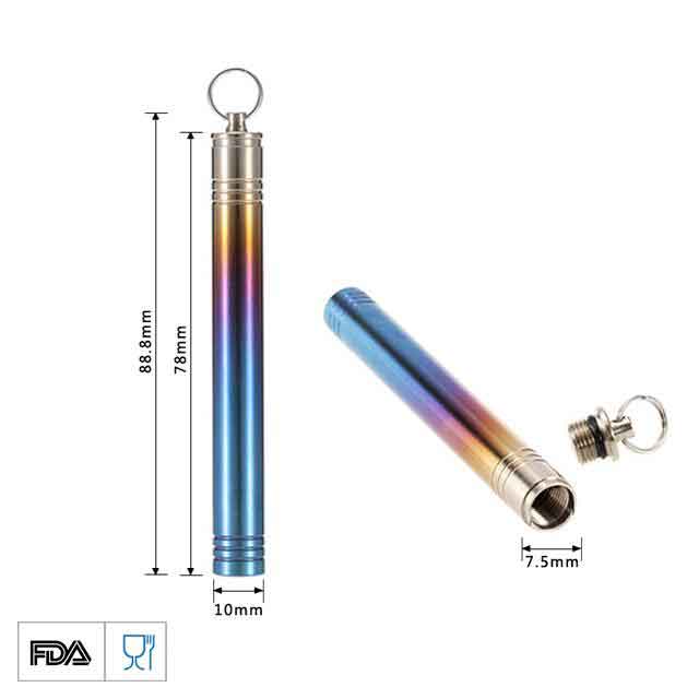 Nitridized Rainbow Color Titanium Toothpick Holder Outdoor Accessory ISO9001