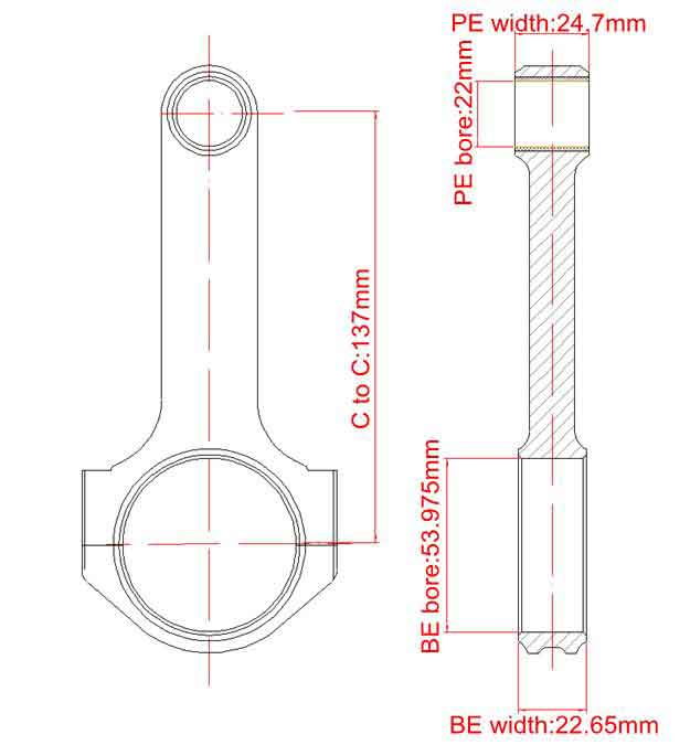 154.5mm Titanium Alloy Racing Titanium Connecting Rod Polishing With Anodize