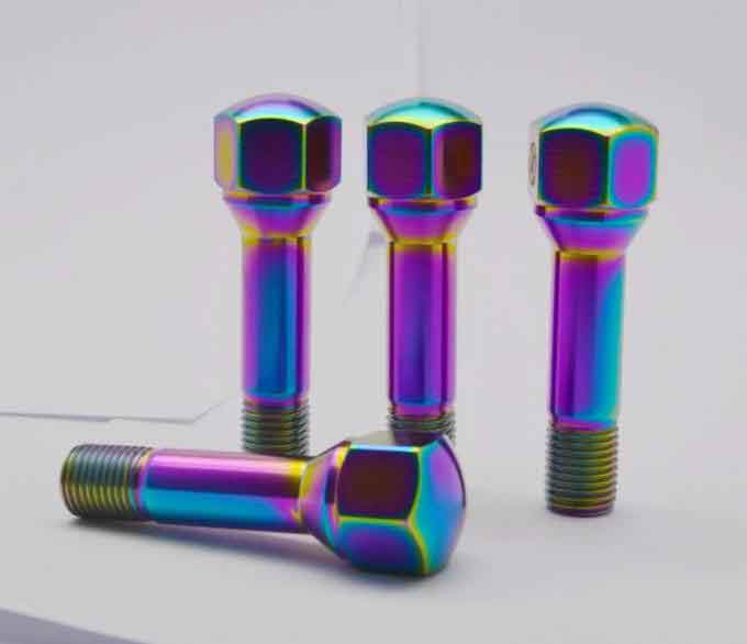 Light Weight Colorful Gr.5 Titanium Alloy Lug Bolts For Racing Car Bolt Taper Head Bolt M14 X 1.5