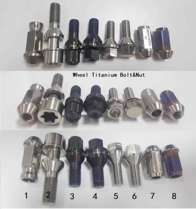 Light Weight Colorful Gr.5 Titanium Alloy Lug Bolts For Racing Car Bolt Taper Head Bolt M14 X 1.5