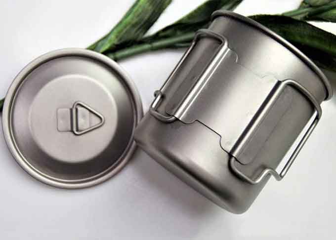 420ml Pure Titanium Cookware Ultralight Titanium Camping Pot Cup 90g Weight