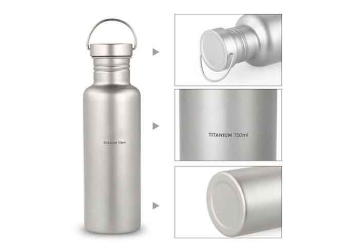 Sports Pure Titanium Water Bottle Travel Mug for Camping Hiking Cycling Fitness