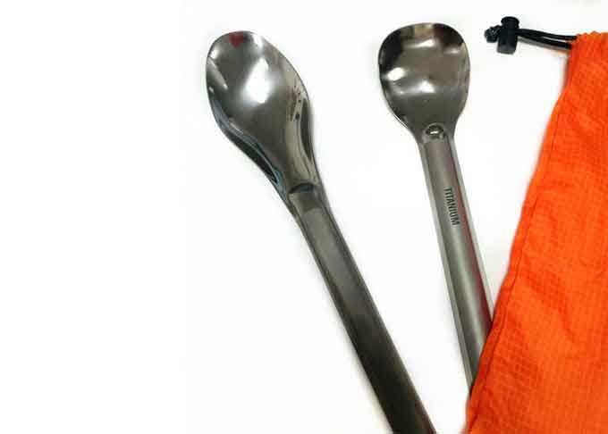 Hiking Camping Long Handle Titanium Spoon With Polished Bowl Custom Logo