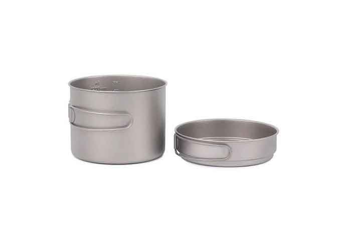 1600ml 500ml Titanium Camping Cookware Picnic Cooking Pot With Folded Long Handle