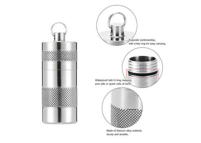 Ultralight Small Titanium Camping Parts Titanium Pill Container Keychain For Travel